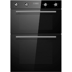 Cookology CDO900BK 90cm Black Glass Built-in Electric Double Oven