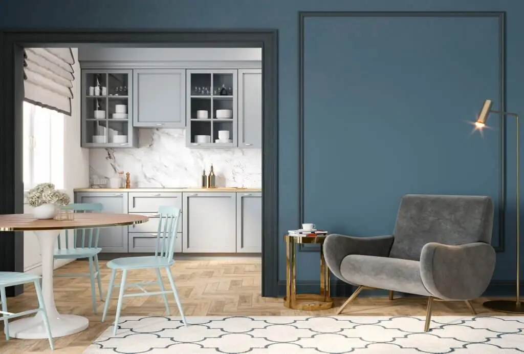 Denim-Accent-For-White-And-Grey-Kitchen